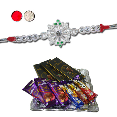 "Rakhi - SIL-6050 A (Single Rakhi), Choco Thali - code RC02 - Click here to View more details about this Product